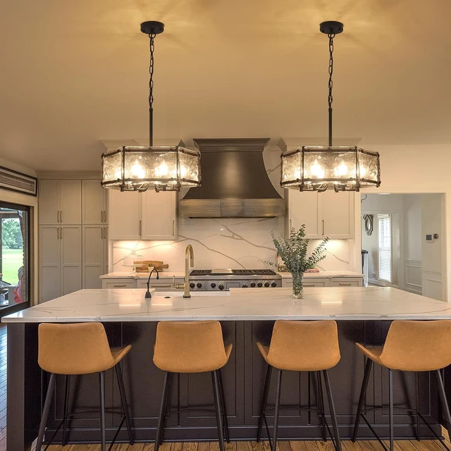 Alt view image 3 of 7 - Modern Black Glass Chandelier,6-Light Crystal Light Fixture for Dining Room