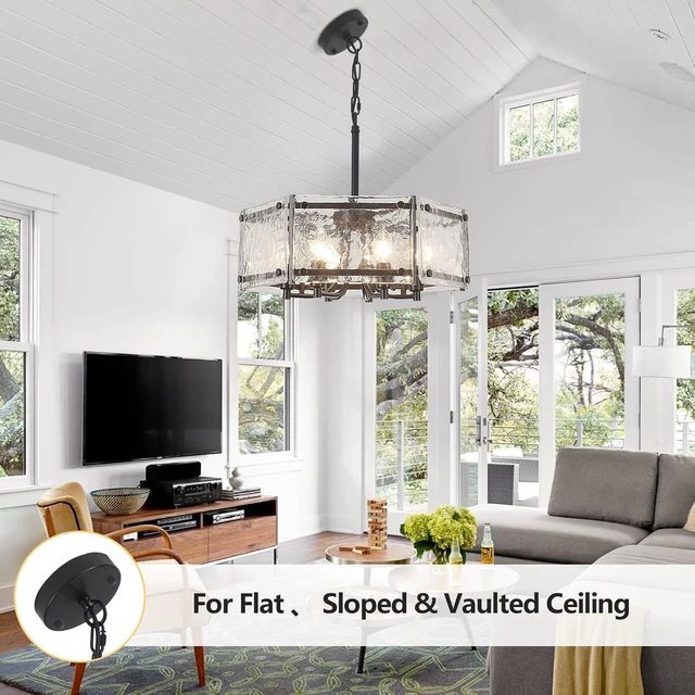 Alt view image 7 of 7 - Modern Black Glass Chandelier,6-Light Crystal Light Fixture for Dining Room
