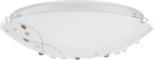 Alt view image 7 of 7 - Quoizel Stellar 16" 3-Light Round Flush Mount, Polished Chrome, Frosted Glass with Amber & Clear Jewels, Dimmable