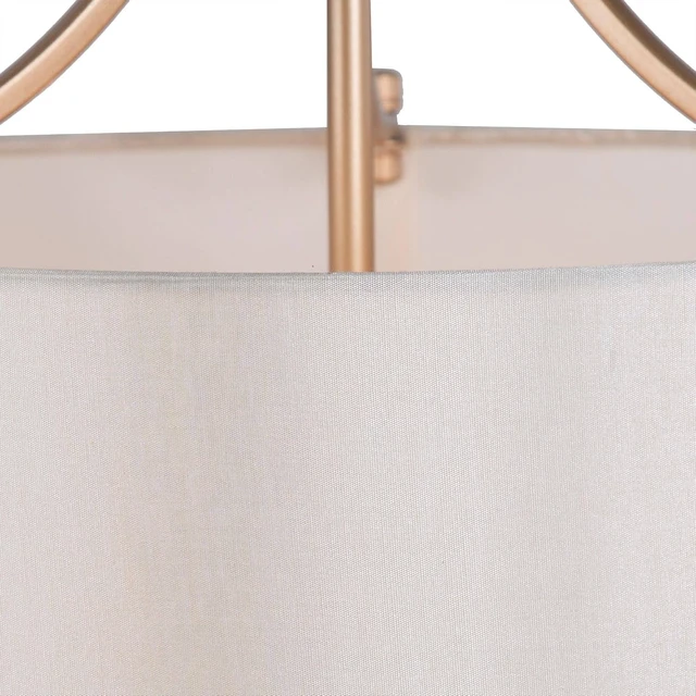 Alt view image 7 of 7 - LALUZ Gold Chandelier, 4-Light Modern Drum Pendant Lighting with White Fabric Shade, 16-Inch Golden Chandeliers Hanging Light Fixture for Dining Room, Bedrooms, Living Room, Entryway, Foyer
