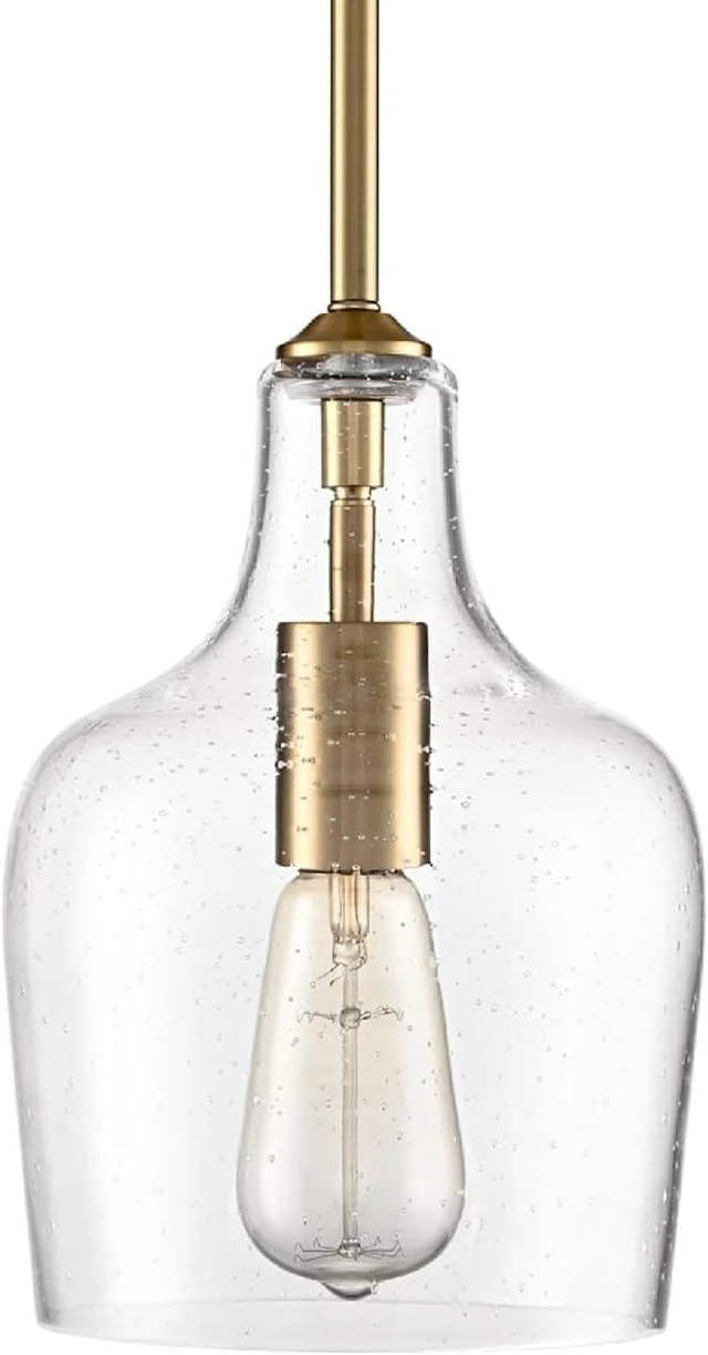 Main image of Modern Farmhouse Gold Rod Pendant Light, Fits Sloped Ceilings