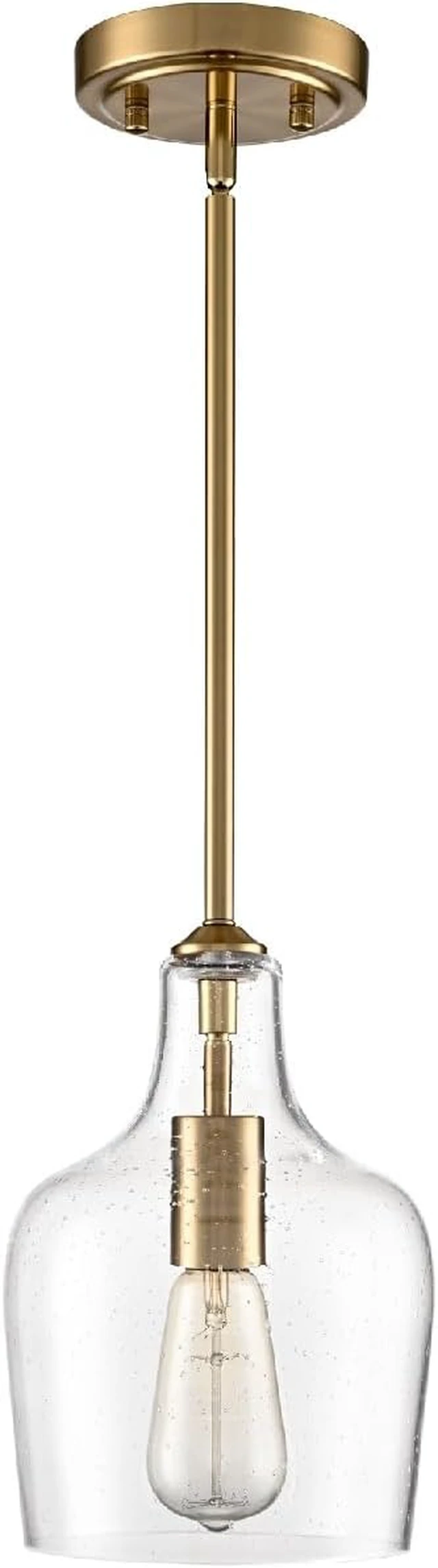 Alt view image 5 of 7 - Modern Farmhouse Gold Rod Pendant Light, Fits Sloped Ceilings