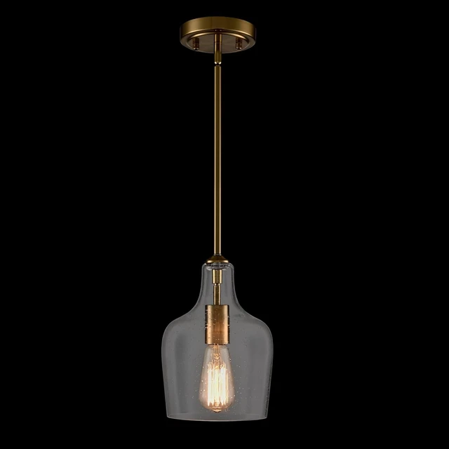 Alt view image 7 of 7 - Modern Farmhouse Gold Rod Pendant Light, Fits Sloped Ceilings