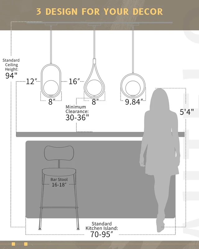 Alt view image 7 of 7 - AUTELO 8 Inch Pendant Lights Kitchen Island, Gold Pendant Light Fixture