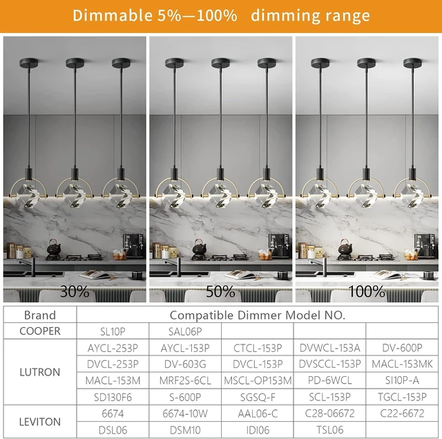 Alt view image 6 of 7 - Pendant Ceiling Light Fixture for Kitchen Island, Dimmable Modern Integrated LED Hanging Light, Crystal Pendant Light in Black Gold Finish, Bedroom, Dining Room (1-Lights)