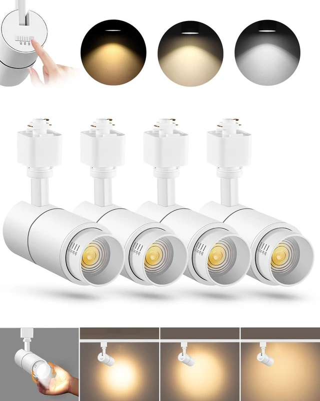Main image of VANoopee 3-Color Zoomable 10W LED Track Lighting Heads H Type, White 4 Pack