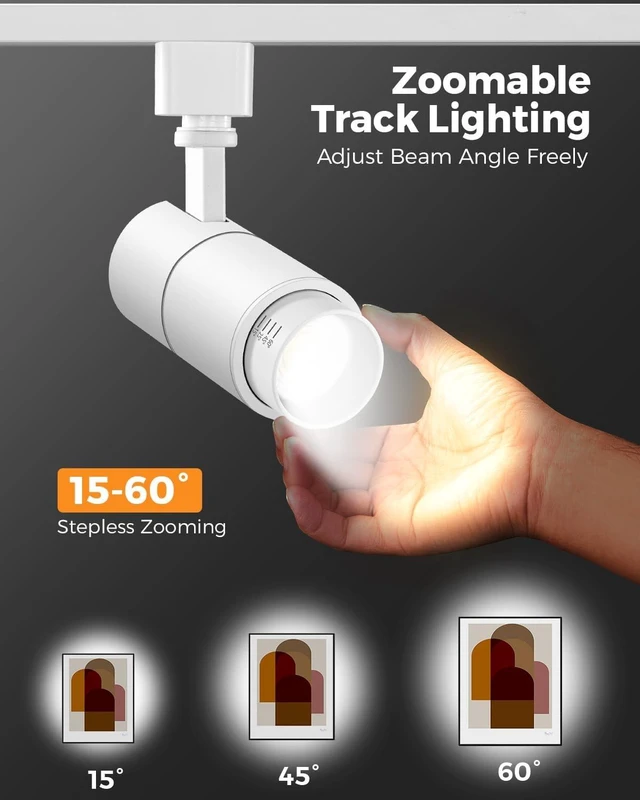 Alt view image 2 of 7 - VANoopee 3-Color Zoomable 10W LED Track Lighting Heads H Type, White 4 Pack