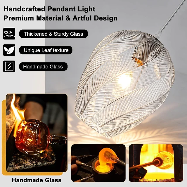 Alt view image 2 of 7 - foucasal Handcrafted Sturdy Glass Pendant Light Fixture, Brushed Nickel