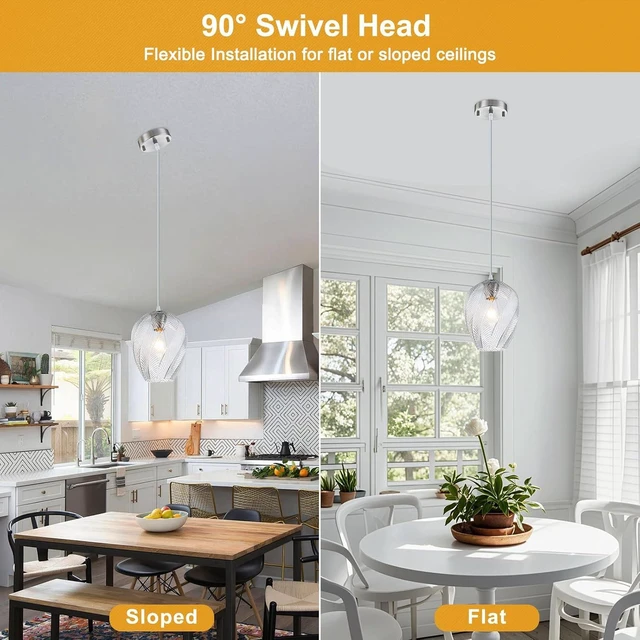 Alt view image 4 of 7 - foucasal Handcrafted Sturdy Glass Pendant Light Fixture, Brushed Nickel