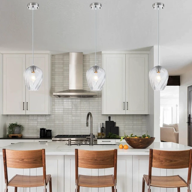 Alt view image 6 of 7 - foucasal Handcrafted Sturdy Glass Pendant Light Fixture, Brushed Nickel