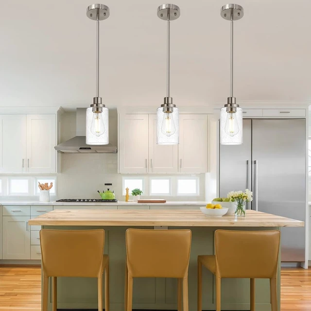Alt view image 5 of 7 - TODOLUZ Pendant Light Fixture in Brushed Nickel Finish, 1-Light Modern Hanging Lighting Over Table, Adjustable Kitchen Island Lighting for Hallway Bedroom Office Bar Farmhouse