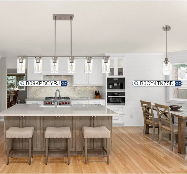 Alt view image 6 of 7 - TODOLUZ Pendant Light Fixture in Brushed Nickel Finish, 1-Light Modern Hanging Lighting Over Table, Adjustable Kitchen Island Lighting for Hallway Bedroom Office Bar Farmhouse