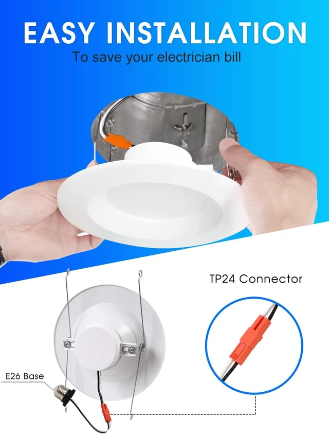 Alt view image 5 of 7 - Energetic 5/6 Inch LED Recessed Lighting, 1000LM, 4000K Cool White, 13W=150W, Dimmable LED Can Light, Damp Rated, Simple Retrofit Installation, ETL Listed, 12 Pack
