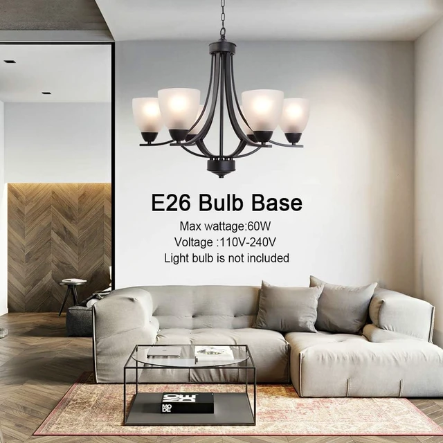 Alt view image 4 of 7 - Contemporary Chandeliers 6 Light Black Modern Pendant Light Rustic Vintage Dining Room Lighting Fixtures Hanging, Flush Mount Ceiling Light for Bedroom Living Room