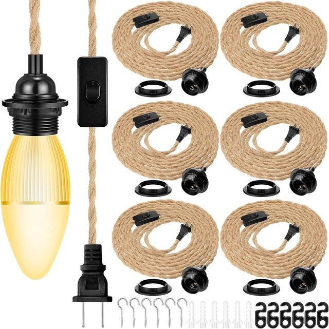 Main image of Kingdder 6 Pcs Pendant Light Cord Kit 15 ft Plug in E26 Socket Switch