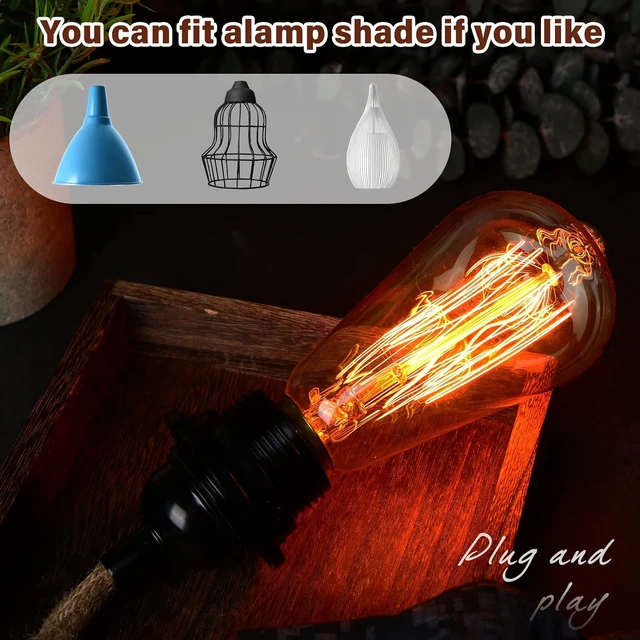 Alt view image 3 of 6 - Kingdder 6 Pcs Pendant Light Cord Kit 15 ft Plug in E26 Socket Switch