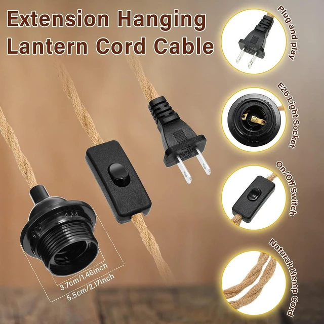Alt view image 4 of 6 - Kingdder 6 Pcs Pendant Light Cord Kit 15 ft Plug in E26 Socket Switch