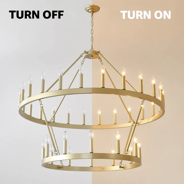 Alt view image 2 of 7 - HHR 48" Gold Wagon Wheel Chandelier Foyer Chandeliers for High Ceilings