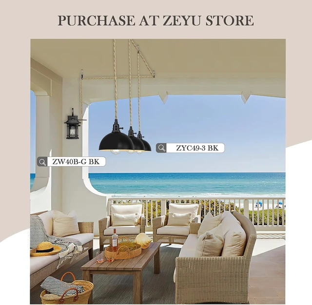 Alt view image 3 of 6 - zeyu 3-Light Plug in Pendant Light, Metal Dome Shade, Black, ZYC49-3 BK