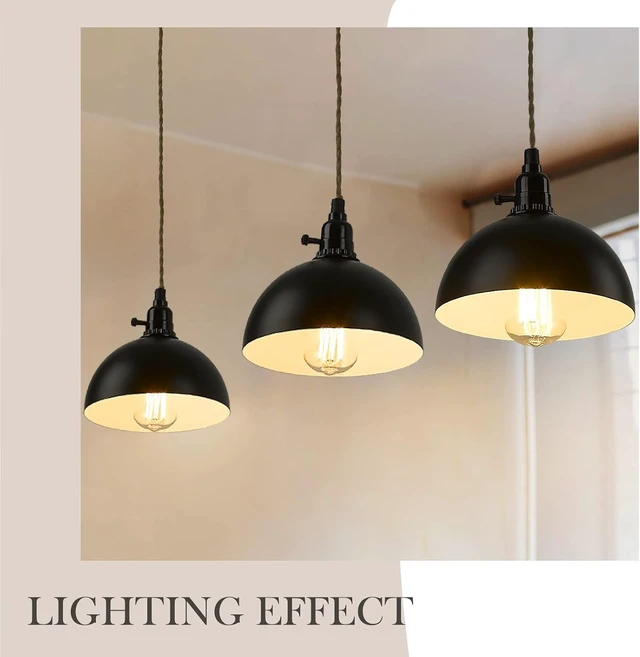 Alt view image 5 of 6 - zeyu 3-Light Plug in Pendant Light, Metal Dome Shade, Black, ZYC49-3 BK