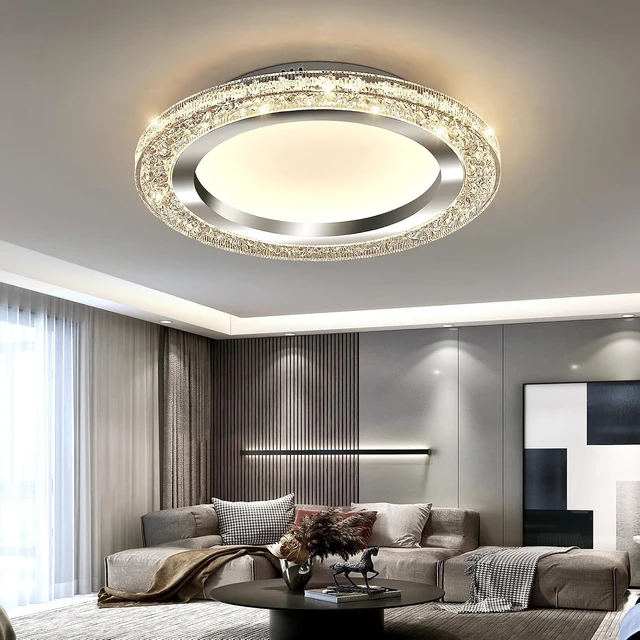 Alt view image 6 of 7 - UOFUS 28W LED Flush Mount Ceiling Light Chrome 12inch Modern Round Ceiling Light Fixture 3000K-6000K Super Bright Circle Ceiling Lamp for Bedroom Kitchen Dining Room Entryway Hallway Foyer
