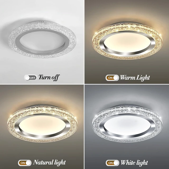 Alt view image 4 of 7 - UOFUS 28W LED Flush Mount Ceiling Light Chrome 12inch Modern Round Ceiling Light Fixture 3000K-6000K Super Bright Circle Ceiling Lamp for Bedroom Kitchen Dining Room Entryway Hallway Foyer