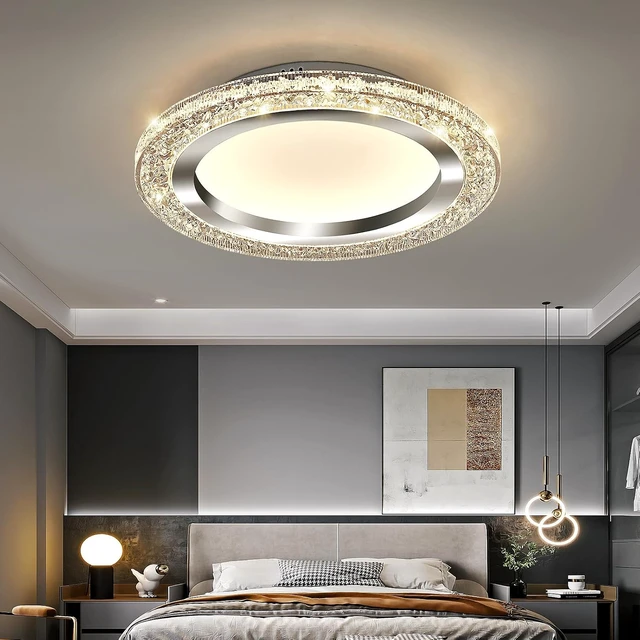 Alt view image 7 of 7 - UOFUS 28W LED Flush Mount Ceiling Light Chrome 12inch Modern Round Ceiling Light Fixture 3000K-6000K Super Bright Circle Ceiling Lamp for Bedroom Kitchen Dining Room Entryway Hallway Foyer