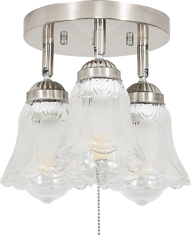 Alt view image 2 of 6 - 3-Light Flush Mount Ceiling Light with Pull Chain