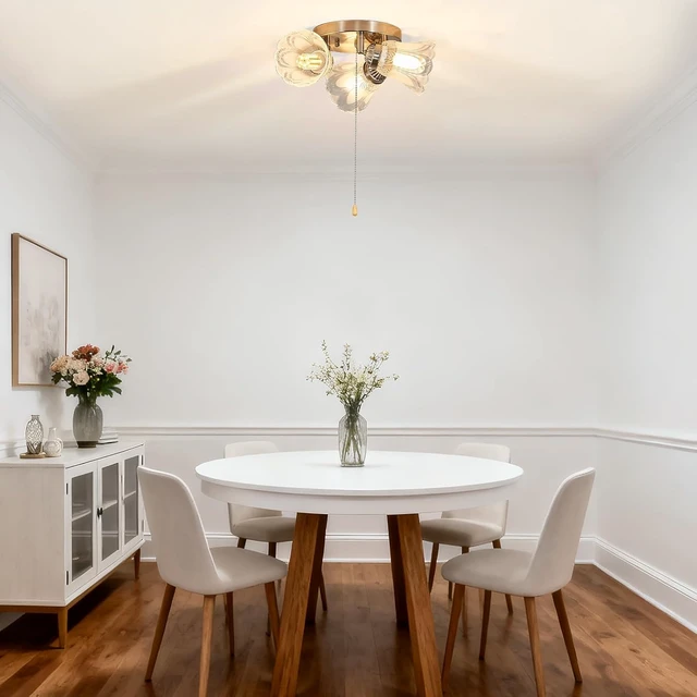Alt view image 5 of 6 - 3-Light Flush Mount Ceiling Light with Pull Chain
