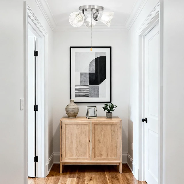 Alt view image 6 of 6 - 3-Light Flush Mount Ceiling Light with Pull Chain