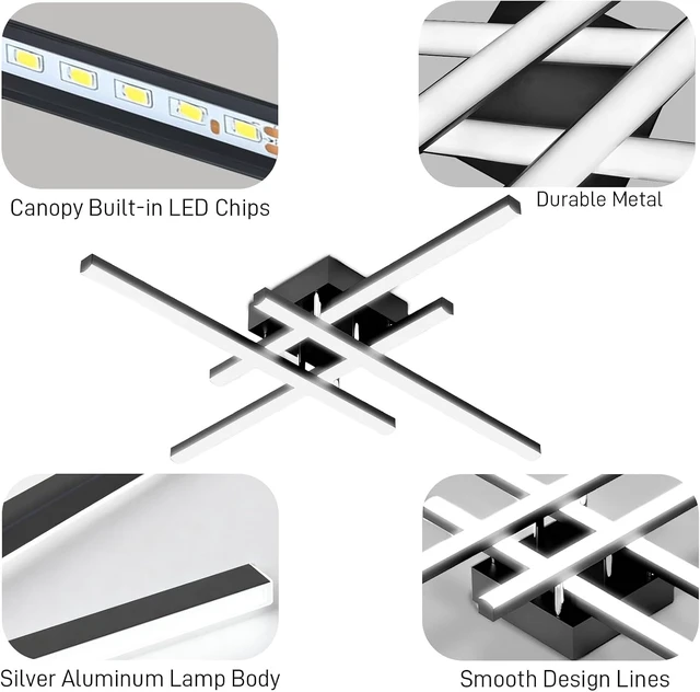 Alt view image 3 of 6 - Modern LED Ceiling Light Fixture, 27.5Inch Flush Mount Ceiling Light