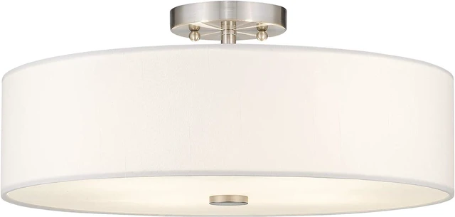 Main image of Livex Lighting 51055-91 4-Light Semi Flush Ceiling Light, Brushed Nickel