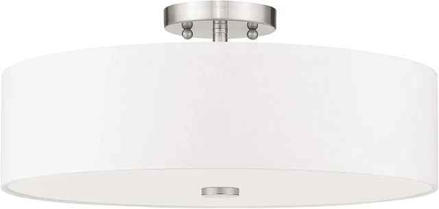 Alt view image 2 of 7 - Livex Lighting 51055-91 4-Light Semi Flush Ceiling Light, Brushed Nickel