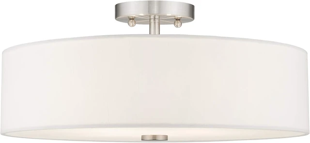 Alt view image 3 of 7 - Livex Lighting 51055-91 4-Light Semi Flush Ceiling Light, Brushed Nickel