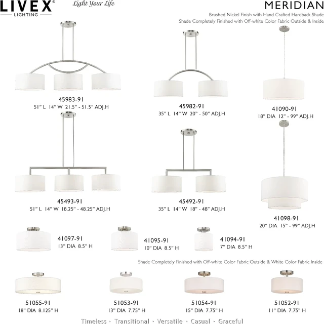 Alt view image 6 of 7 - Livex Lighting 51055-91 4-Light Semi Flush Ceiling Light, Brushed Nickel