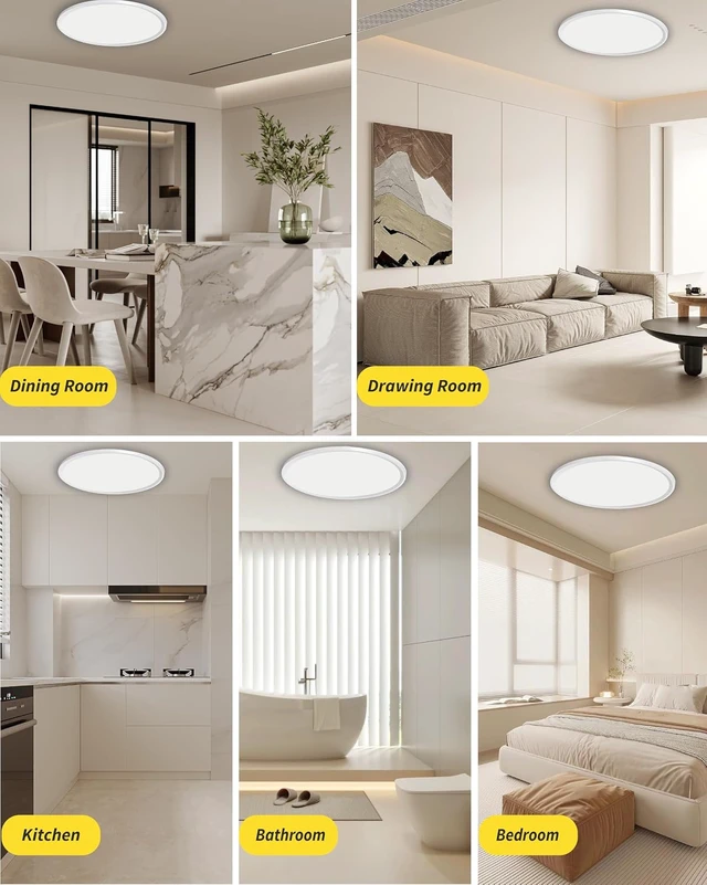 Alt view image 3 of 7 - 4Pack 16 Inch Led Flush Mount Ceiling Light,32W,3480LM,3000K/4000K/6000K 3CCT Selectable,White Ultra-Slim Ceiling Lighting Fixture,Round Low Profile Flat Panel Light for Bedroom,Kitchen,Hallway,Office