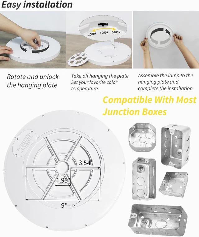 Alt view image 7 of 7 - 4Pack 16 Inch Led Flush Mount Ceiling Light,32W,3480LM,3000K/4000K/6000K 3CCT Selectable,White Ultra-Slim Ceiling Lighting Fixture,Round Low Profile Flat Panel Light for Bedroom,Kitchen,Hallway,Office