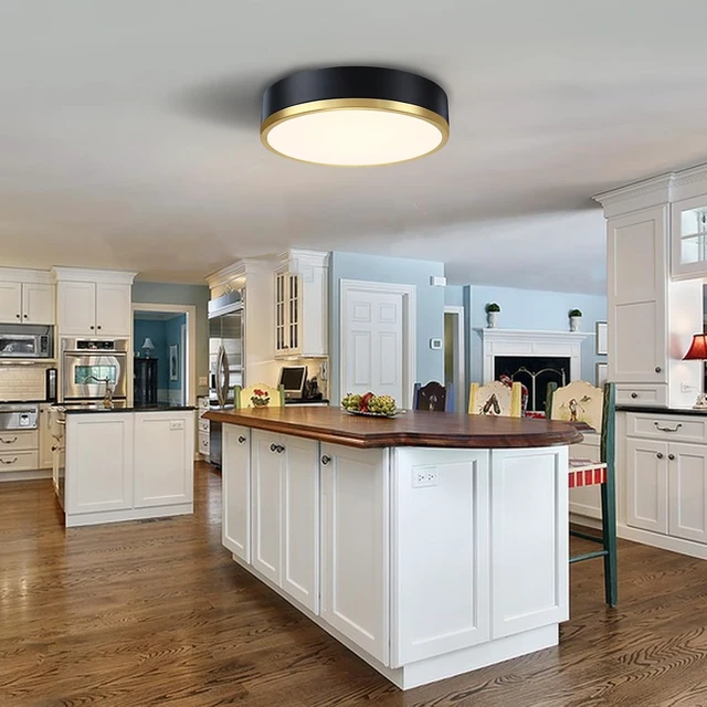 Alt view image 2 of 7 - Flush Mount Ceiling Light Fixture, Black Gold LED Ceiling Light, 13 Inch 22W Dimmable Modern Flush Mount Lights for Hallway, Bedroom, Kitchen