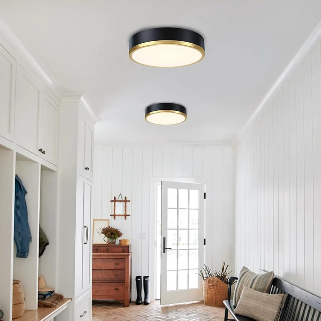 Alt view image 6 of 7 - Flush Mount Ceiling Light Fixture, Black Gold LED Ceiling Light, 13 Inch 22W Dimmable Modern Flush Mount Lights for Hallway, Bedroom, Kitchen