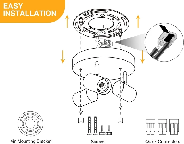 Alt view image 7 of 7 - VANoopee 5 Color 3 Light LED Ceiling Spot Light Indoor Flush Mount Directional Adjustable Spotlight Fixtures Close to Ceiling for Kitchen Hallway Modern LED Track Lighting Kit Dimmable 30W Matte White