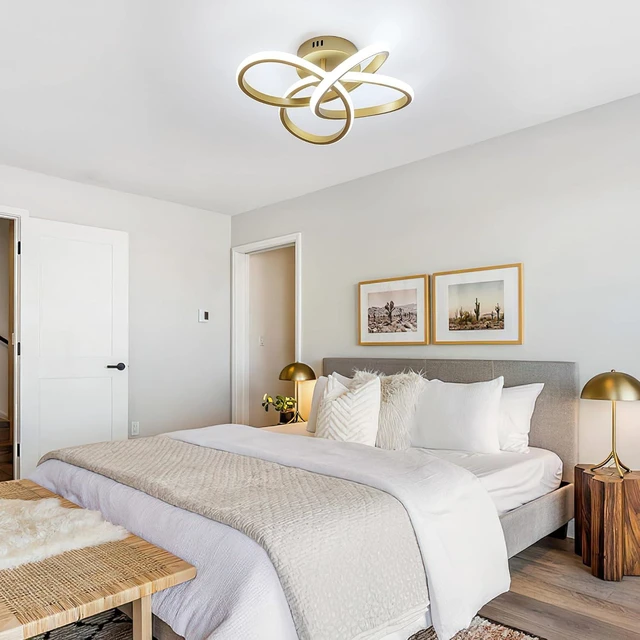 Alt view image 6 of 7 - Modern Ceiling Light, 36W LED Dimmable Ceiling Light with Remote Control, Color Temperature Changing, Gold Small Chandelier for Bedroom, Entryway, Hallway, Kitchen