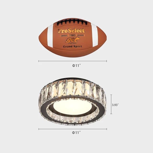 Alt view image 2 of 7 - 11 Inch Matte Black Crystal Flush Mount Ceiling Light Fixture