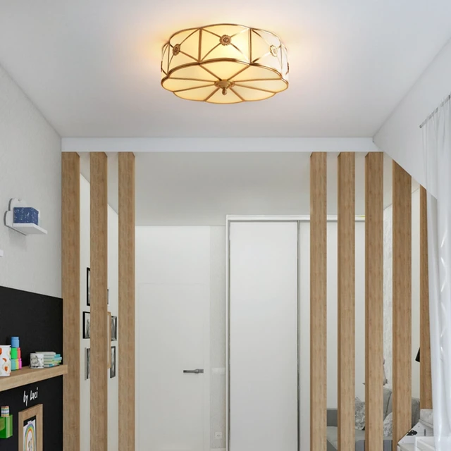 Alt view image 3 of 7 - 14 Inch Brass Flush Mount Ceiling Light,3-Bulbs Design,for Bedroom