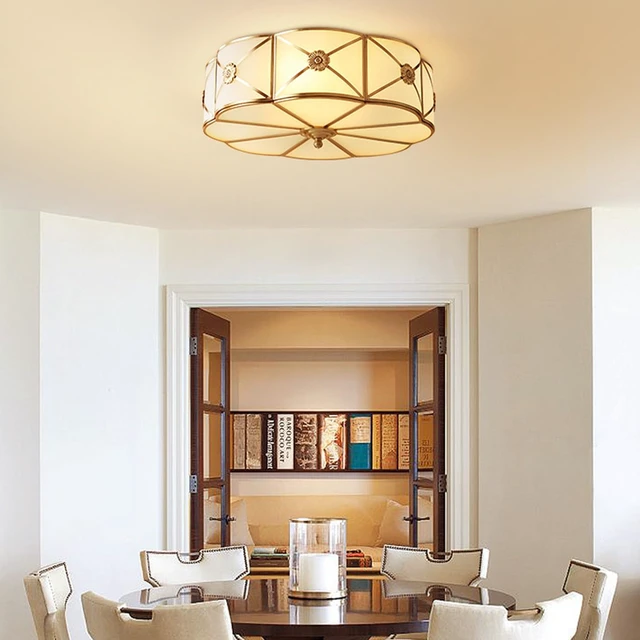 Alt view image 4 of 7 - 14 Inch Brass Flush Mount Ceiling Light,3-Bulbs Design,for Bedroom