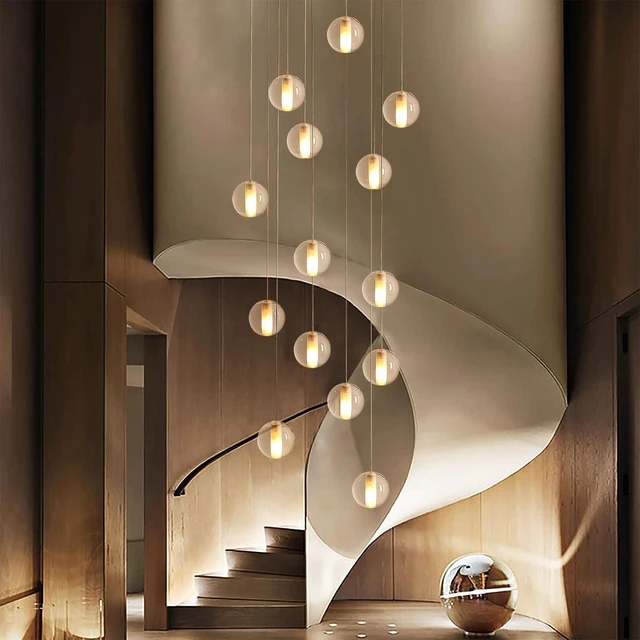 Main image of 14 Lights Staircase Chandelier for High Ceiling, Dimmable Modern Crystal Raindrop Large Long Hanging Pendant Light for Stairwell Living Room Stair Foyer, Bulbs Included (Nickel Canopy)