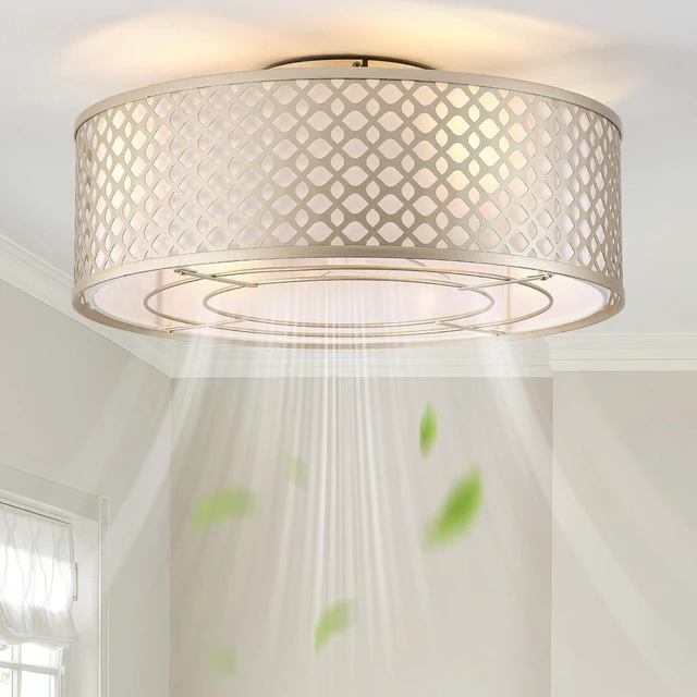 Main image of 20" Gold Ceiling Fan with Light Flush Mount, Boho Ceiling fans with lights Remote Control, with 6 Speeds for Bedroom, Nursery, Living Room