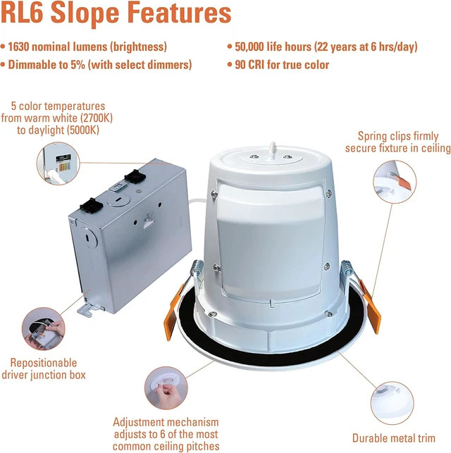Alt view image 3 of 7 - HALO RLS 6 inch Slope Canless LED Recessed Lighting 5CCT 1600lm