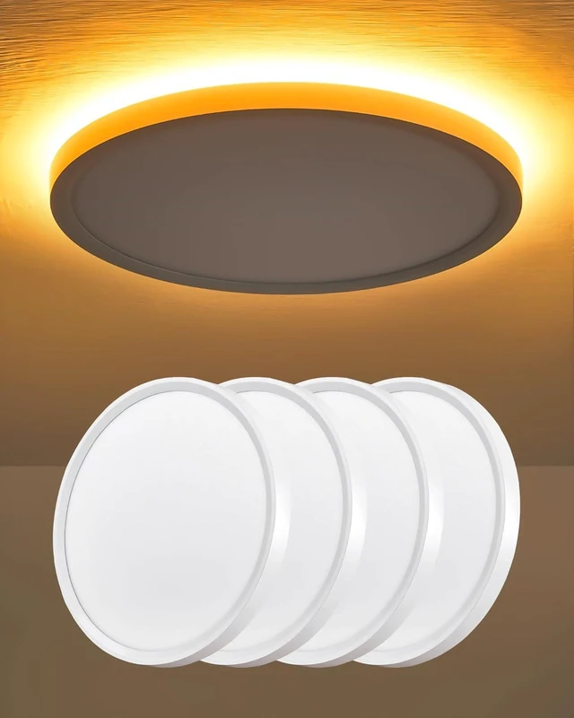 Main image of 4 Pack 12Inch Hardwired LED Flush Mount Ceiling Light with 2000K Dimmable Night Light, 24W 2400LM Bright, 3000K/4000K/5000K CCT Selectable, Dimmable via Wall Switch, Ideal for Bedroom Hallway, White