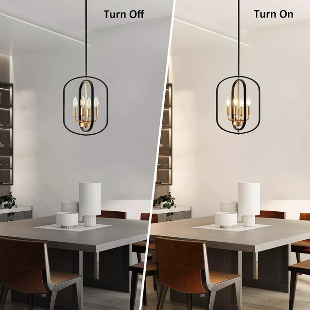 Alt view image 7 of 7 - Black and Gold Chandelier for Dining Room Light Fixture, Chandelier for Entryway Light Fixture Foyer Lighting Fixtures Adjustable Modern Farmhouse Chandelier for Living Room Pendant Lights Kitchen