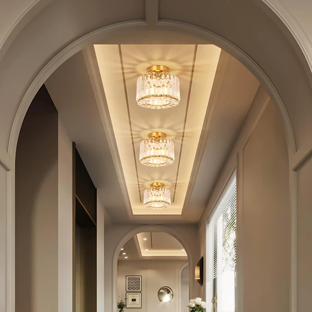 Alt view image 2 of 7 - SeeU Modern Gold Semi Flush Mount Ceiling Light Crystal Brass Chandelier